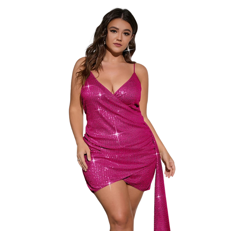 Vestido de Festa Plus Size Curto Lantejoulas Zuzy Cosday